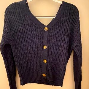 navy blue button down sweater